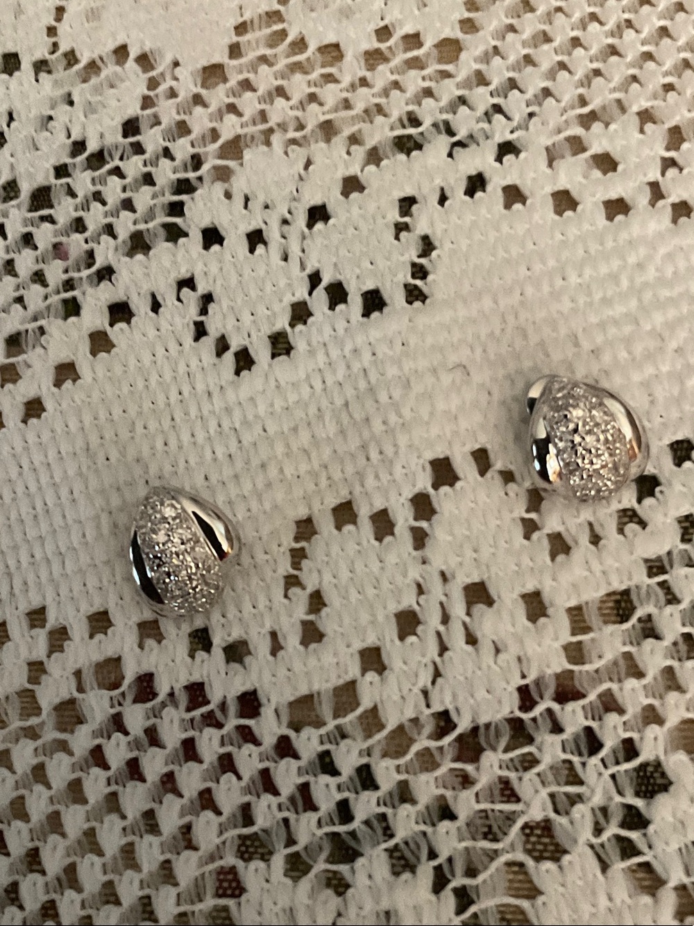 Elegant Silver-Tone Pave Button Earrings